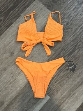 NWT Tangerine Orange Tie-Front Bikini